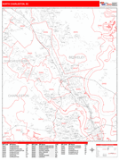 North Charleston Digital Map Red Line Style